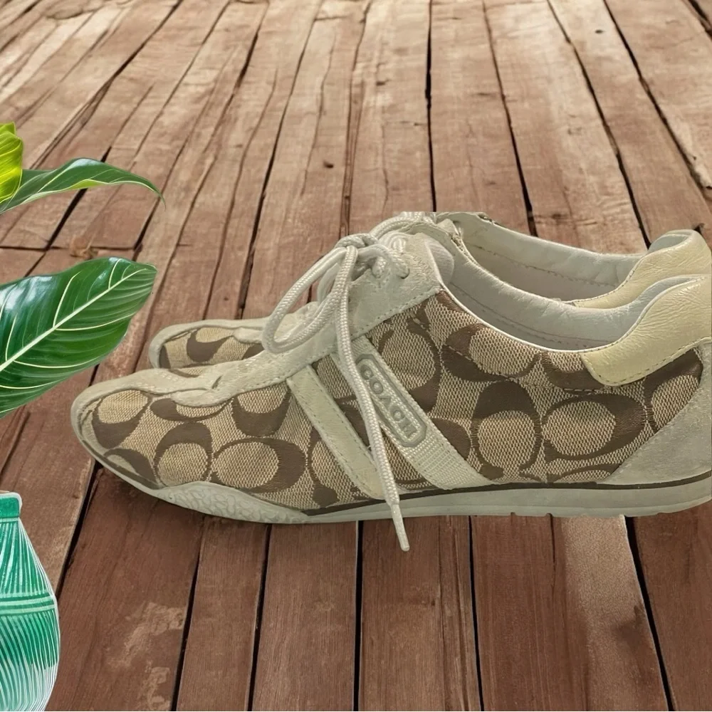 Coach Signature Katelyn Sneakers in Cream and Brown